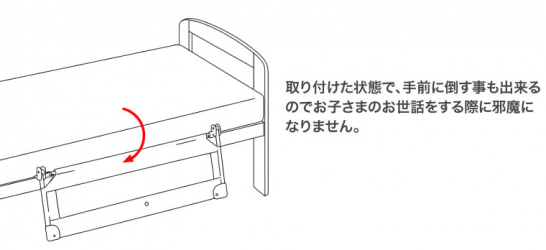 ベッドガード、乗り降りやおむつ替えのときに邪魔になりません